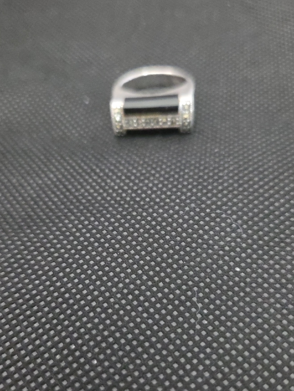 Silver Bar Ring with Onyx and Marcasire In  Sterling.